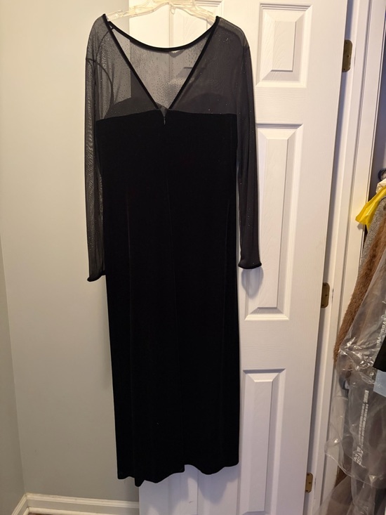 Robbie Bee Dresses & Skirts - Robbie Bee Black Velvet Long Sleeve Evening Gown with Sheer Sparkle Yoke